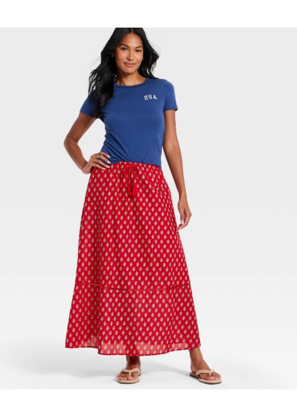 Universal Thread Maxi Skirt - Red Floral